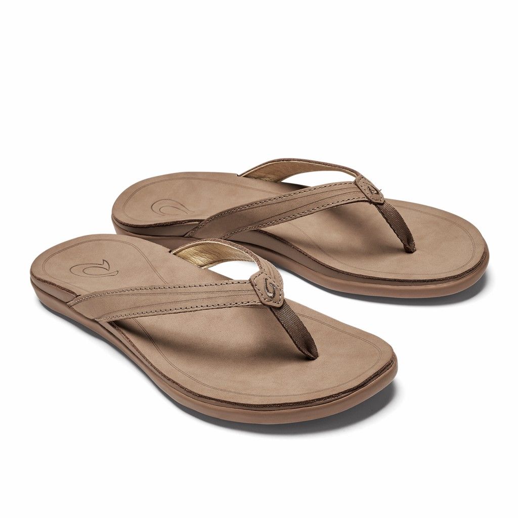 Olukai Women's Aukai Flip Flop - Tan US612-859